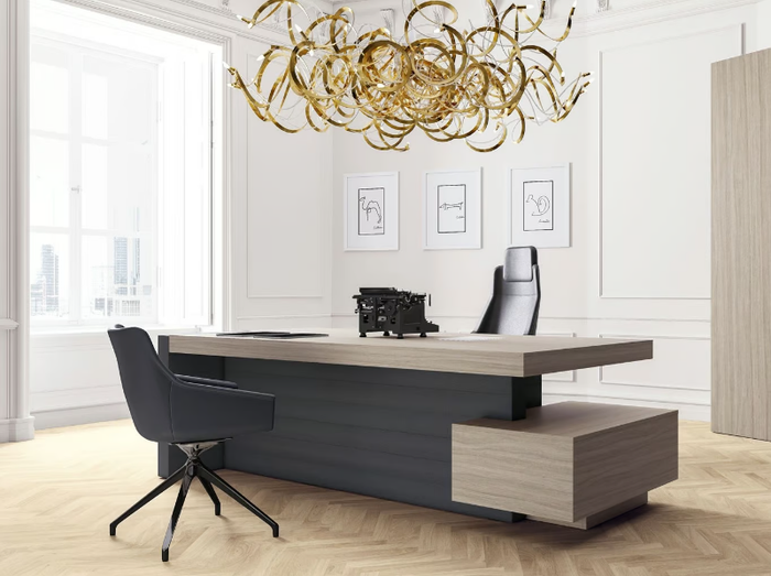 JERA - Rectangular office desk with shelves with drawers _ Las Mobili